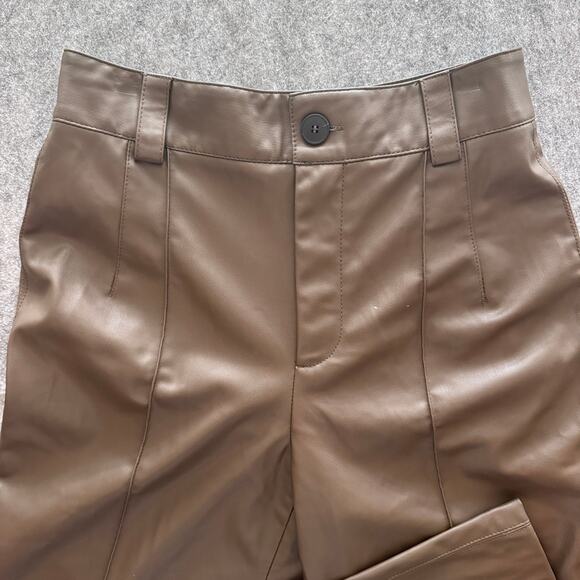 Zara Francoise XS Full‎ Length Straight Leg High-Waisted Faux Leather Trousers - Picture 2 of 8